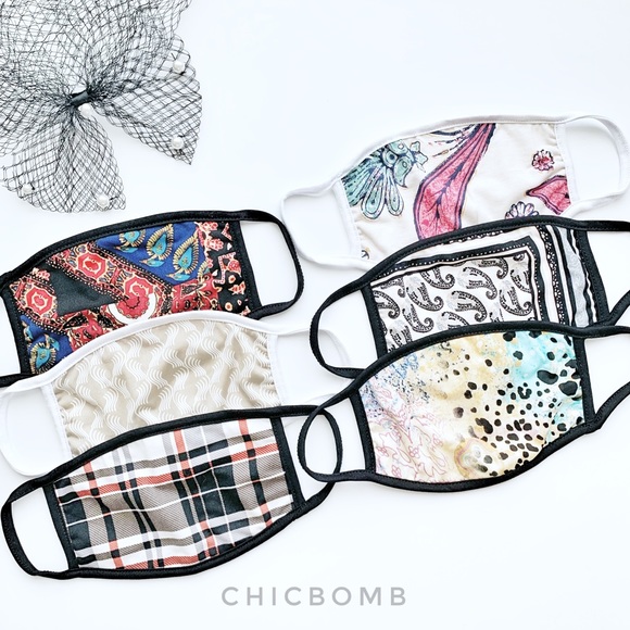 CHICBOMB Accessories - 6 Assorted Ultra Soft Fashion Mask- 3 LAYER